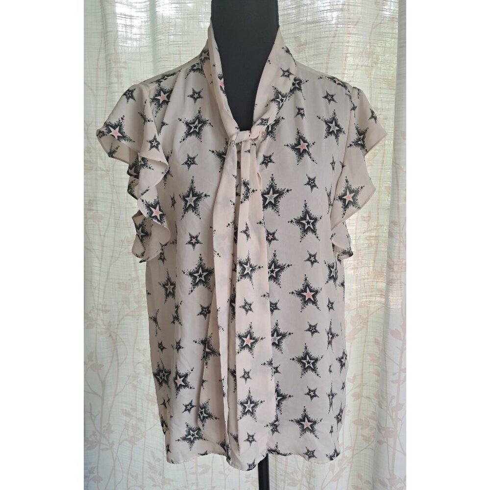 Zara Blouse with Stars and Flutter Sleeves and Bow